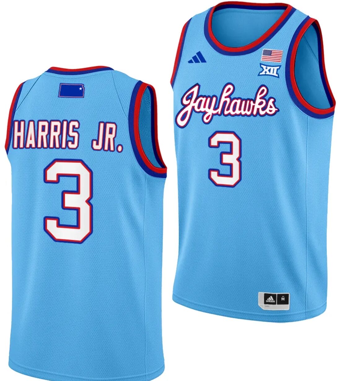 Dajuan Harris Jr Jersey #3 Kansas Jayhawks Basketball DRIP Alternate 2023-24 Baby Blue