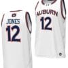 Denver Jones Jersey #12 Auburn Tigers Replica College Basketball 2023-24 White