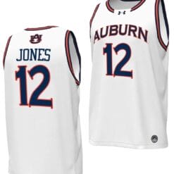 Denver Jones Jersey #12 Auburn Tigers Replica College Basketball 2023-24 White