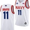 Donovan Draper Jersey #11 Navy Midshipmen NASA-Themed Basketball uniform 2023-24 White