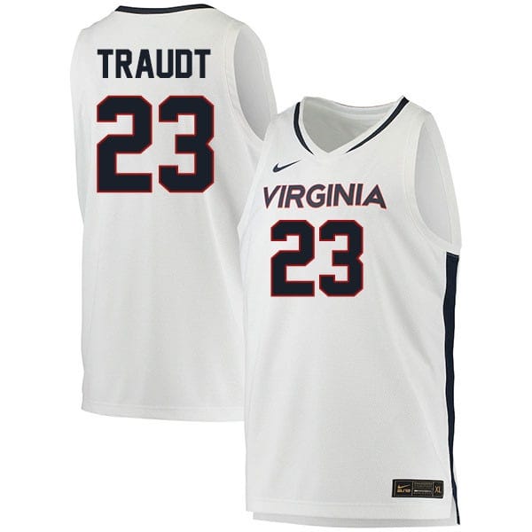 Isaac Traudt Jersey #23 Virginia Cavaliers College Basketball Stitched White