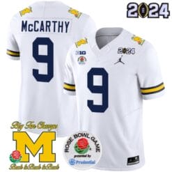 JJ McCarthy Jersey #9 Vapor Limited – 2024 College Football Bowl + Rose Bowl Patch White