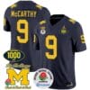 JJ McCarthy Jersey #9 Michigan Wolverines Vapor Stitched 1000 Wins Rose Bowl Patch Navy