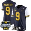 JJ McCarthy Jersey #9 Michigan Wolverines Vapor Limited Football 2024 National Champions Patch White Sleeves