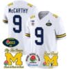 JJ McCarthy Jersey #2 Michigan Wolverines Vapor 1003 Wins Rose Bowl Patch Football White