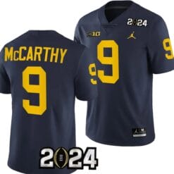 JJ McCarthy Jersey #9 Michigan Wolverines 2024 Football National Championship Playoff Navy