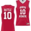 Jamison Battle Jersey #10 Ohio State Buckeyes College Basketball Lightweight Scarlet