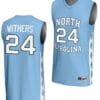 JaeLyn Withers Jersey #24 UNC Tar Heels Basketball Lightweight Blue