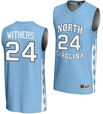 JaeLyn Withers Jersey #24 UNC Tar Heels Basketball Lightweight Blue
