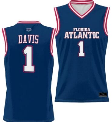 Johnell Davis Jersey #1 FAU Owls Full Sublimated Alternate Basketball Navy