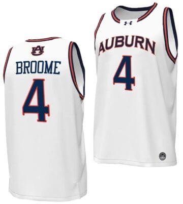 Johni Broome Jersey #4 Auburn Tigers Replica College Basketball 2023-24 White