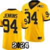 Kris Jenkins Jersey #94 Michigan Wolverines 2024 Football National Championship Playoff Yellow