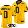 Mike Sainristil Jersey #0 Michigan Wolverines 2024 Football National Championship Playoff Yellow