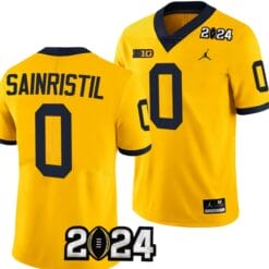 Mike Sainristil Jersey #0 Michigan Wolverines 2024 Football National Championship Playoff Yellow