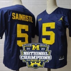 Mike Sainristil Jersey #5 Michigan Wolverines Football 2023 National Champions Patch Navy
