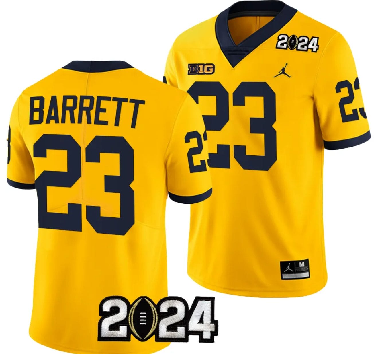 Michael Barrett Jersey #23 Michigan Wolverines 2024 Football National Championship Playoff Yellow