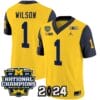 Roman Wilson Jersey #1 Michigan Wolverines Vapor Limited Football 2024 National Champions Patch Navy Sleeves
