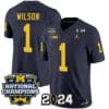Roman Wilson Jersey #1 Michigan Wolverines Vapor Limited Football 2024 National Champions Patch Navy