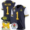 Roman Wilson Jersey #1 Michigan Wolverines Vapor Stitched 1000 Wins Rose Bowl Patch White Sleeves