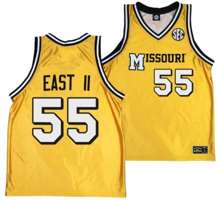 Sean East II Jersey #55 Missouri Tigers Alternate Basketball Throwback Legacy uniform Gold