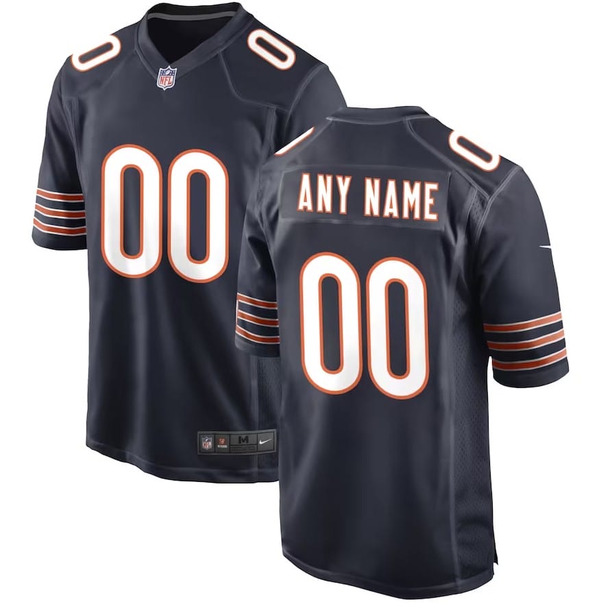 Chicago Bears Custom Name and Number Game Navy Jersey