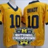 Tom Brady Jersey #12 Michigan Wolverines Football 2023 National Champions Patch Yellow