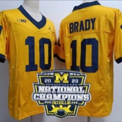 Tom Brady Jersey #12 Michigan Wolverines Football 2023 National Champions Patch Yellow
