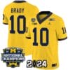 Tom Brady Jersey #10 Michigan Wolverines Vapor Limited Football 2024 National Champions Patch Maize