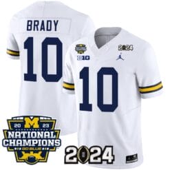 Tom Brady Jersey #10 Michigan Wolverines Vapor Limited Football 2024 National Champions Patch White