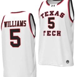 Darrion Williams Jersey #5 Texas Tech Red Raiders Throwback Basketball Replica White