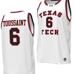 Joe Toussaint Jersey #6 Texas Tech Red Raiders Throwback Basketball Replica White