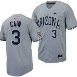 Andrew Cain Jersey #3 Arizona Wildcats Replica Baseball Full-Button Gray