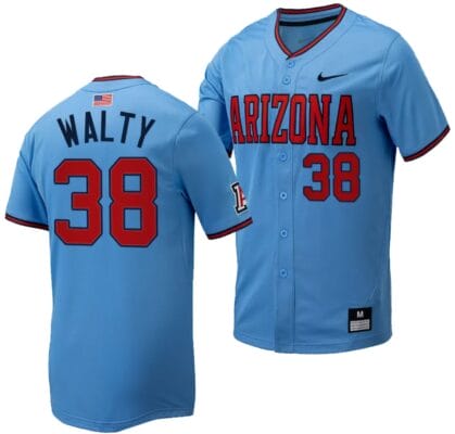 Cam Walty Jersey #38 Arizona Wildcats Replica Baseball Full-Button Light Blue