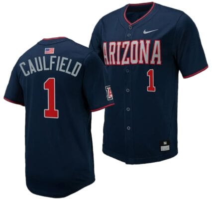 Garen Caulfield Jersey #1 Arizona Wildcats Replica Baseball Full-Button Navy