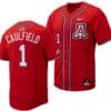 Garen Caulfield Jersey #1 Arizona Wildcats Replica Baseball Full-Button Red