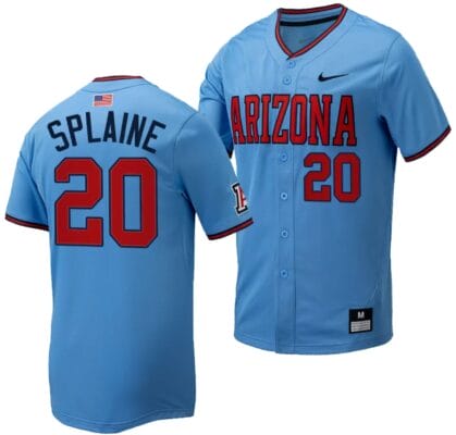 Tommy Splaine Jersey #20 Arizona Wildcats Replica Baseball Full-Button Light Blue