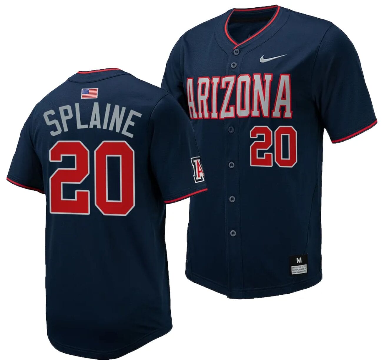 Tommy Splaine Jersey #20 Arizona Wildcats Replica Baseball Full-Button Navy
