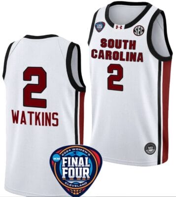 Ashlyn Watkins Jersey #2 South Carolina Gamecocks Basketball 2024 NCAA March Madness Final Four White