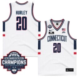 Andrew Hurley Jersey #20 UConn Huskies 2024 NCAA Basketball National Champions White