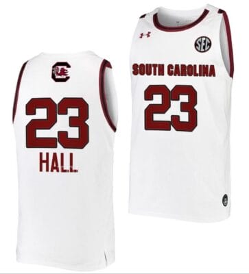Aubryanna Hall Jersey #23 South Carolina Gamecocks College Basketball White