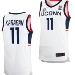 Alex Karaban Jersey #11 UConn Huskies College Basketball White Replica