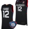 Ashlynn Shade Jersey #12 UConn Huskies Basketball 2024 NCAA March Madness Final Four Black