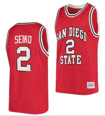Adam Seiko Jersey #2 San Diego State Aztecs College Basketball Red Retro