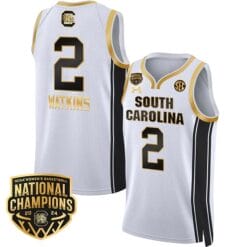 Ashlyn Watkins Jersey #2 South Carolina Gamecocks Basketball 2024 National Champions All Stitched White Gold