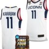 Alex Karaban Jersey #11 UConn Huskies Basketball 2024 NCAA March Madness Final Four White