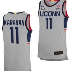 Alex Karaban Jersey UConn Huskies College Basketball Limited Gray #11