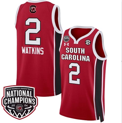 Ashlyn Watkins Jersey #2 South Carolina Gamecocks Basketball 2024 National Champions All Stitched Red