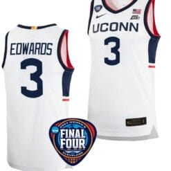 Aaliyah Edwards Jersey #3 UConn Huskies Basketball 2024 NCAA March Madness Final Four White