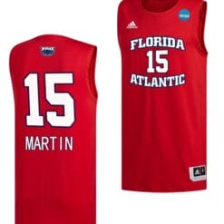 Alijah Martin Jersey #15 FAU Owls College Basketball 2023 NCAA March Madness Red