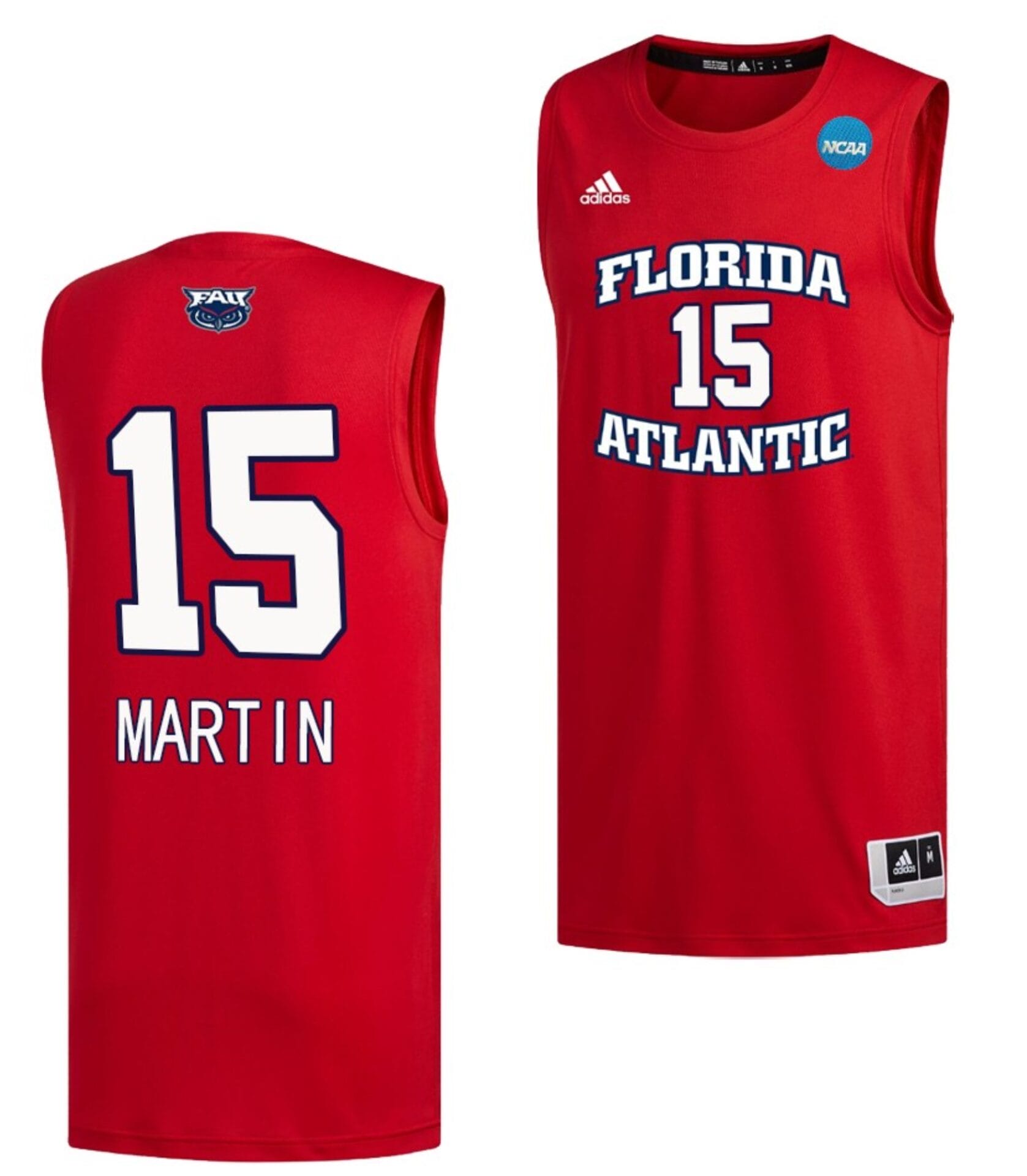 Alijah Martin Jersey #15 FAU Owls College Basketball 2023 NCAA March Madness Red